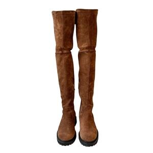 Aquatalia Mire Waterproof Suede Over-the-Knee Boots Brandy/Brown Size 7